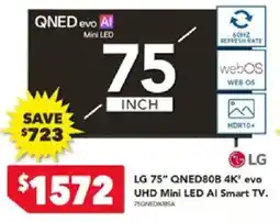 Harvey Norman LG 75" QNED80B 4K* evo UHD Mini LED Al Smart TV offer