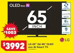 Harvey Norman LG 65" G6 4K* OLED evo Al Smart TV offer