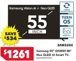 Harvey Norman Samsung 55" QN80H 4K' Neo QLED AI Smart TV offer