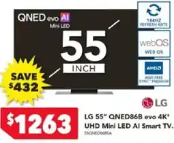 Harvey Norman LG 55" QNED86B evo 4K* UHD Mini LED Al Smart TV offer