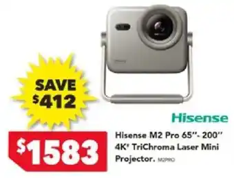 Harvey Norman Hisense M2 Pro 65"- 200" 4K' TriChroma Laser Mini Projector offer
