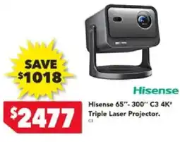 Harvey Norman Hisense 65"- 300" C3 4K* Triple Laser Projector offer