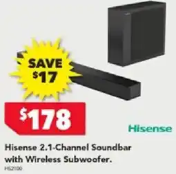 Harvey Norman Hisense 2.1-Channel Soundbar with Wireless Subwoofer offer