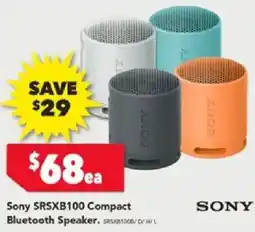 Harvey Norman Sony SRSXB100 Compact Bluetooth Speaker offer