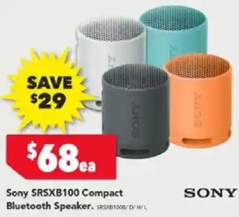 Harvey Norman Sony SRSXB100 Compact Bluetooth Speaker offer
