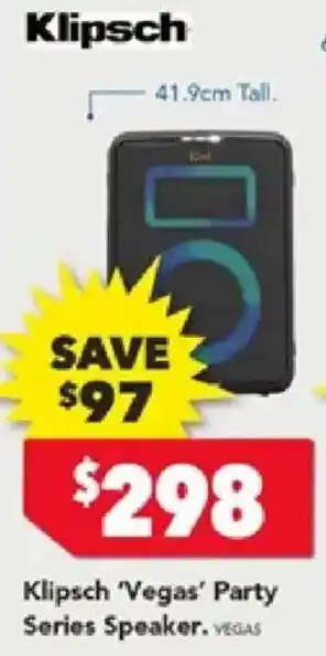 Harvey Norman Klipsch 'Vegas' Party Series Speaker offer