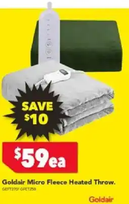Harvey Norman Goldair Micro Fleece Heated Throw offer