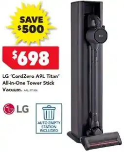 Harvey Norman LG 'CordZero A9L Titan' All-in-One Tower Stick Vacuum offer