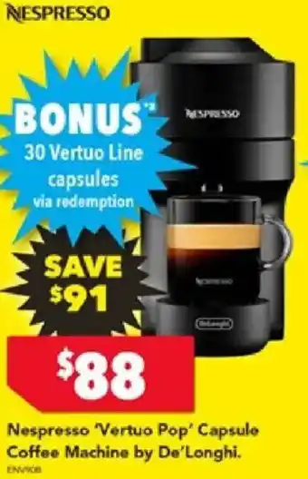 Harvey Norman Nespresso Vertuo Pop' Capsule Coffee Machine by De'Longhi offer