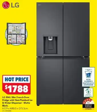 LG 506L Slim French-Door Fridge with Non-Plumbed Ice & Water Dispenser