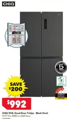 Harvey Norman CHIQ 503L Quad-Door Fridge offer