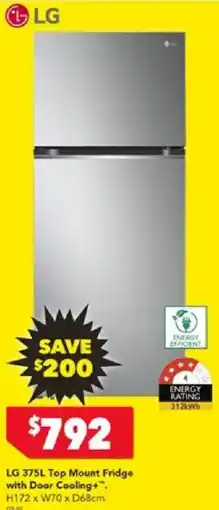 Harvey Norman LG 375L Top Mount Fridge with Door Cooling+ offer