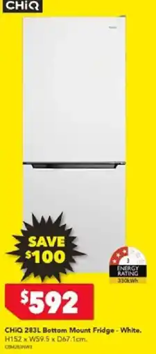 Harvey Norman CHIQ 283L Bottom Mount Fridge offer
