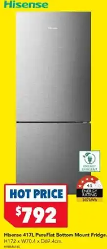 Harvey Norman Hisense 417L PureFlat Bottom Mount Fridge offer