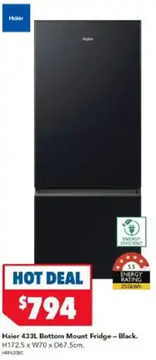 Harvey Norman Haier 433L Bottom Mount Fridge-Black offer