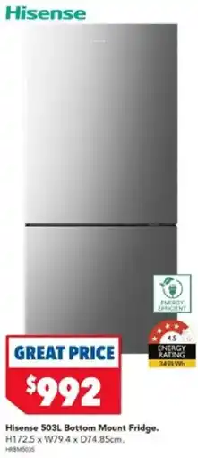 Harvey Norman Hisense 503L Bottom Mount Fridge offer