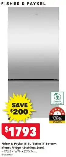 Harvey Norman Fisher & Paykel 515L 'Series 5' Bottom Mount Fridge offer