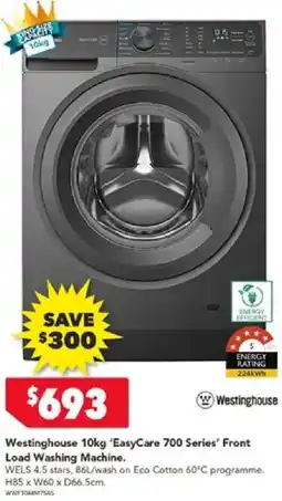 Harvey Norman Westinghouse 10kg 'EasyCare 700 Series' Front Load Washing Machine offer