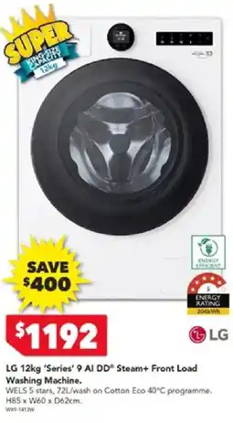 Harvey Norman LG 12kg 'Series' 9 Al DD Steam+ Front Load Washing Machine offer