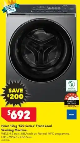 Harvey Norman Haier 10kg '500 Series' Front Load Washing Machine offer