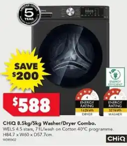 Harvey Norman CHIQ 8.5kg/5kg Washer/Dryer Combo offer