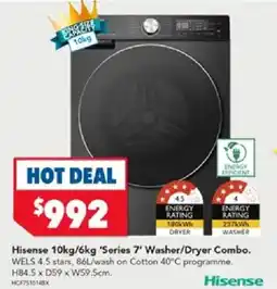 Harvey Norman Hisense 10kg/6kg 'Series 7' Washer/Dryer Combo offer
