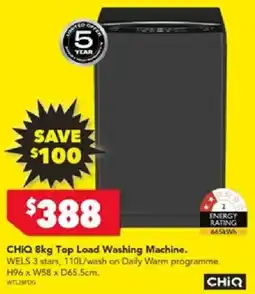 Harvey Norman CHIQ 8kg Top Load Washing Machine offer