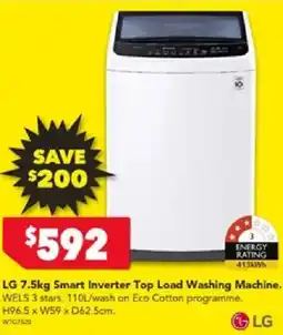 Harvey Norman LG 7.5kg Smart Inverter Top Load Washing Machine offer