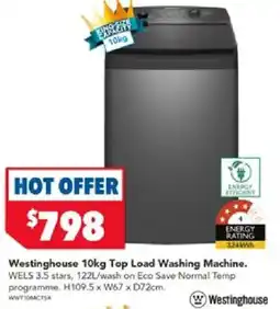 Harvey Norman Westinghouse 10kg Top Load Washing Machine offer