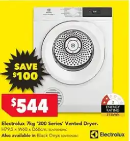 Harvey Norman Electrolux 7kg '300 Series' Vented Dryer offer