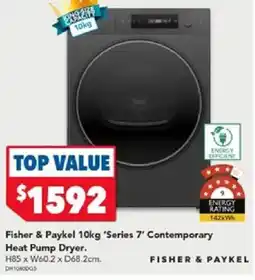 Harvey Norman Fisher & Paykel 10kg 'Series 7' Contemporary Heat Pump Dryer offer