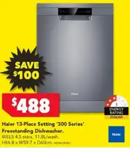 Harvey Norman Haier 13-Place Setting '300 Series Freestanding Dishwasher offer