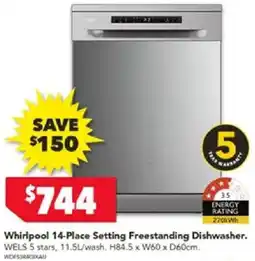 Harvey Norman Whirlpool 14-Place Setting Freestanding Dishwasher offer