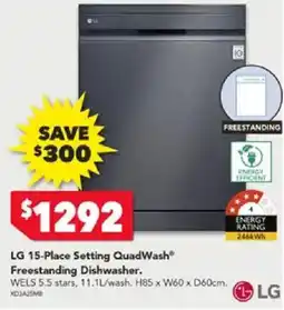 Harvey Norman LG 15-Place Setting QuadWash Freestanding Dishwasher offer