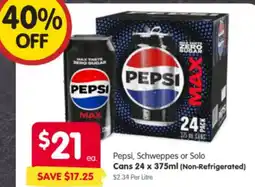 Spar Pepsi, Schweppes or Solo Cans offer