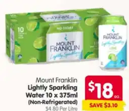 Spar Mount Franklin Lightly Sparkling Water offer