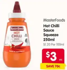 Spar MasterFoods Hot Chilli Sauce Squeeze offer