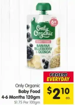 Spar Only Organic Baby Food 4-6 Months offer