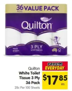 Spar Quilton White Toilet Tissue 3 Ply offer