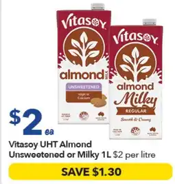 Ritchies Vitasoy UHT Almond Unsweetened or Milky offer