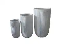LivingStyles Cos 3 Piece Urn Planter Set, White offer