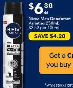 Ritchies Nivea Men Deodorant Varieties offer