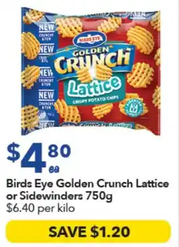 Ritchies Birds Eye Golden Crunch Lattice or Sidewinders offer
