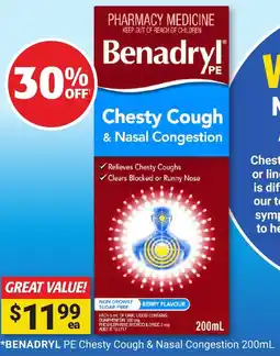 Cincotta Chemist Benadryl pe chesty cough & nasal congestion offer