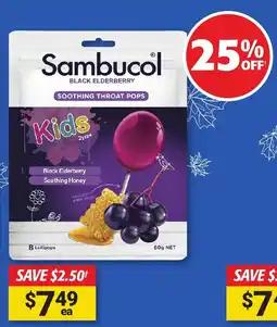 Cincotta Chemist Sambucol kids throat pops offer