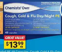 Cincotta Chemist CHEMISTS' OWN Cough, Cold & Flu Day/Night PE offer