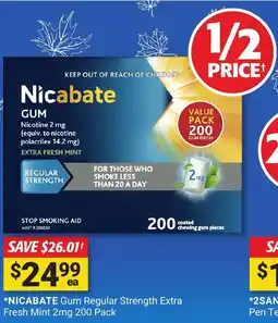 Cincotta Chemist NICABATE Gum Regular Strength Extra Fresh Mint offer