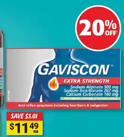 Cincotta Chemist GAVISCON Extra Strength Peppermint Liquid 24 Tablets offer
