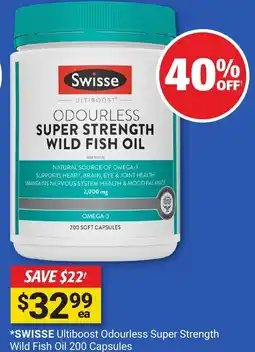 Cincotta Chemist SWISSE Ultiboost Odourless Super Strength Wild Fish Oil offer