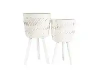 LivingStyles Serena 2 Piece Rattan Planter Stand Set offer